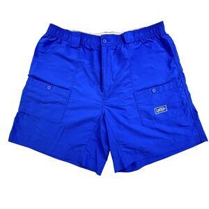 Aftco Fishing Shorts Men's 40 Blue Cargo Pockets Elastic Waist Nylon Outdoors